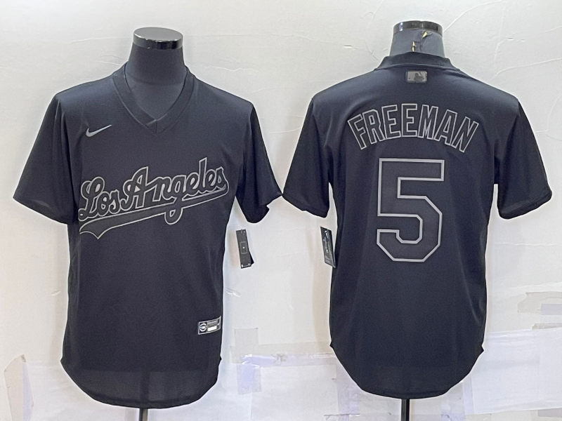 Men's Los Angeles Dodgers Freddie Freeman #5 Black Authentic Jersey